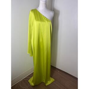 Show Me Your Mumu Lime Green Satin One Shoulder Gown Sz L